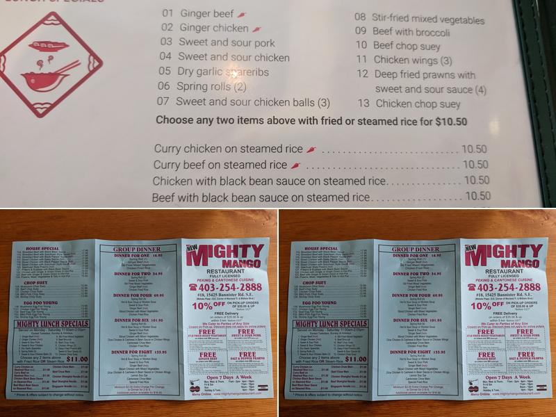 Mighty Mango Restaurant Ltd Menu