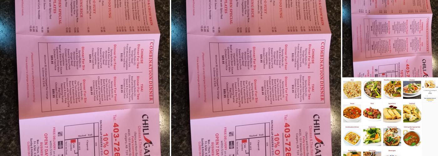 Chili Garden Chinese And Thai Menu