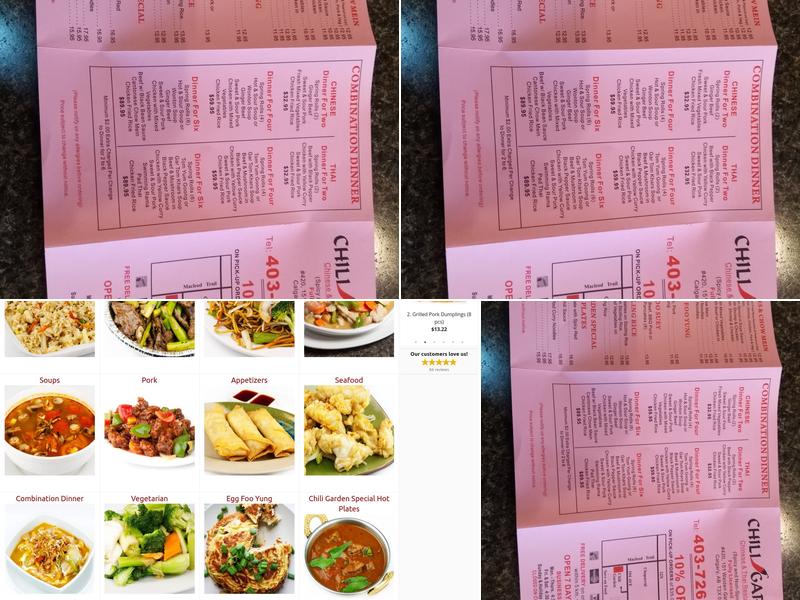 Chili Garden Chinese And Thai Menu