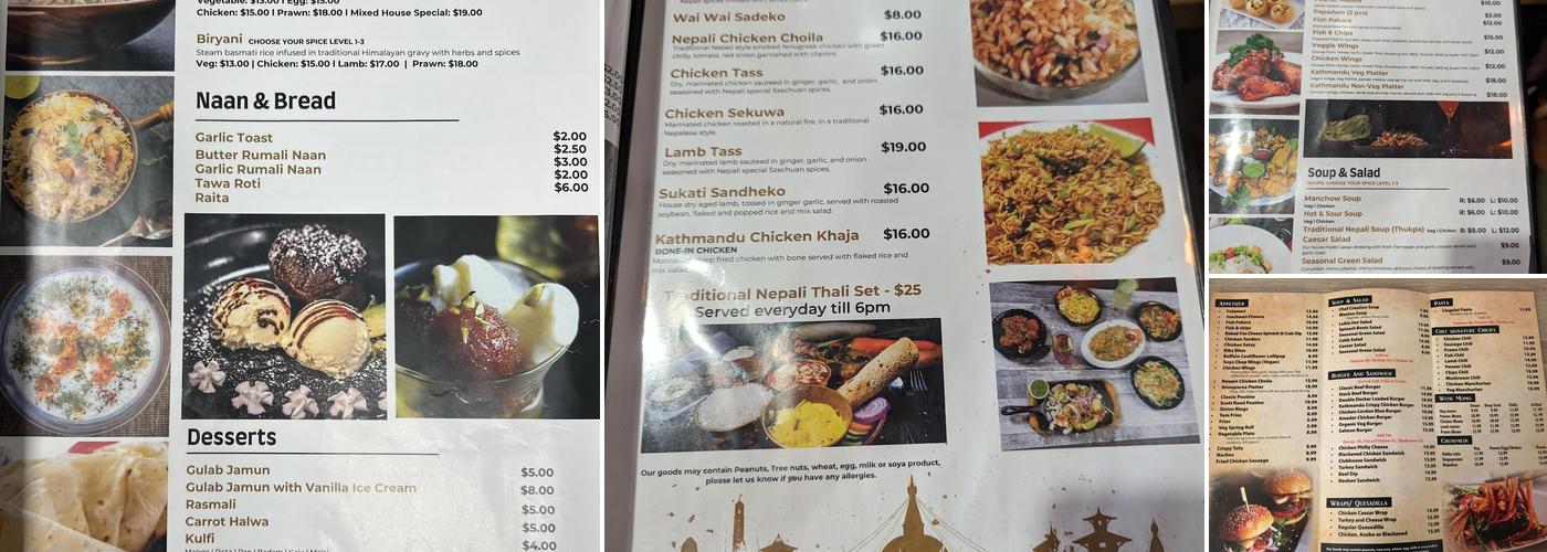 Kathmandu Bar and Grill Menu