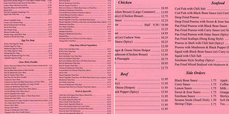 New Ruby Restaurant Menu