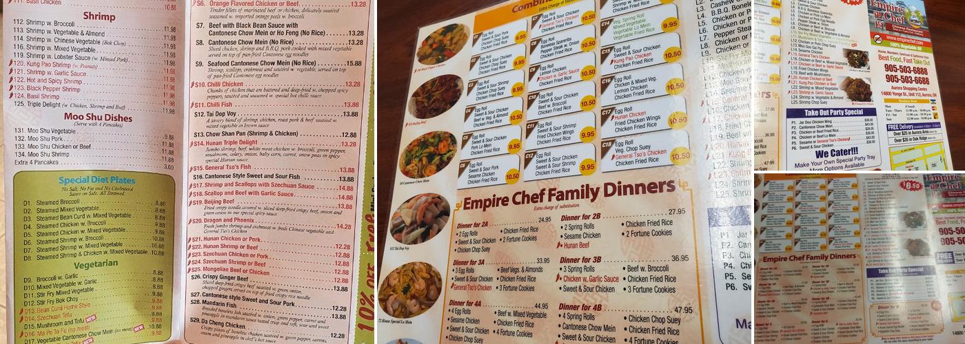 Empire Chef Menu