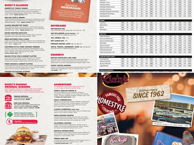 Ricky's All Day Grill - Bonavista Menu