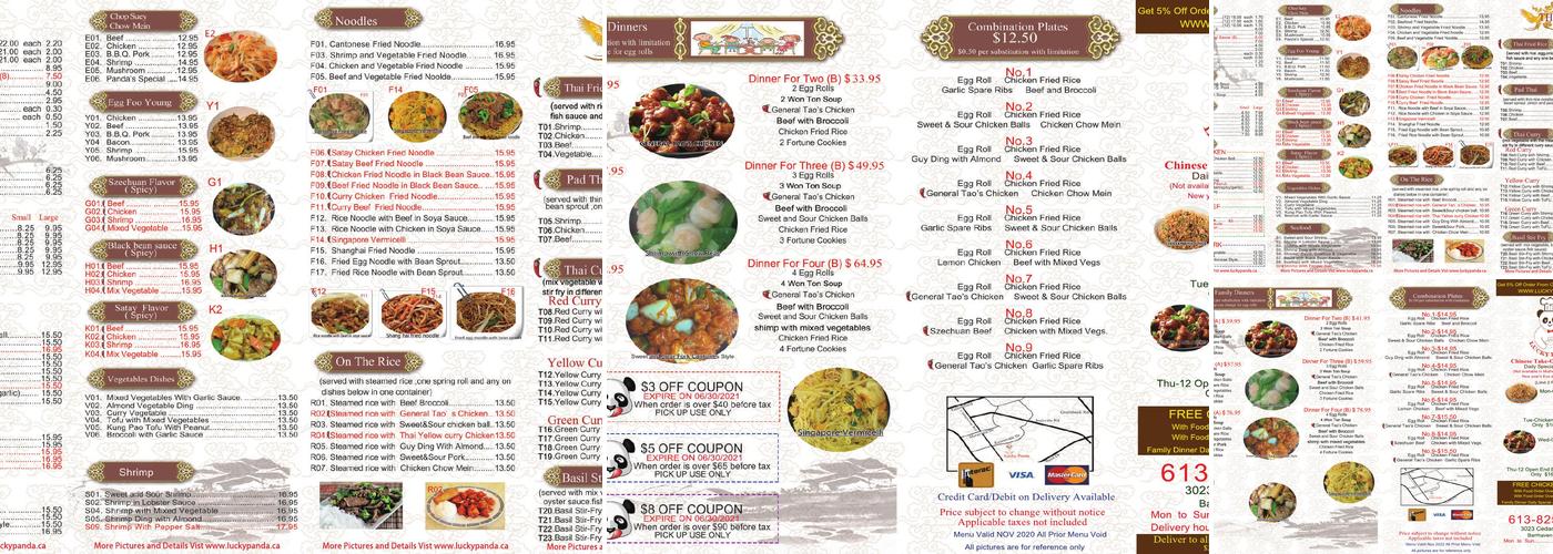 Barrhaven Lucky Panda Chinese Food Menu