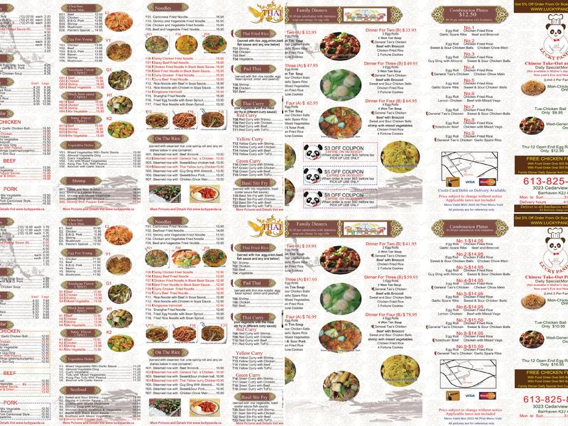 Barrhaven Lucky Panda Chinese Food Menu
