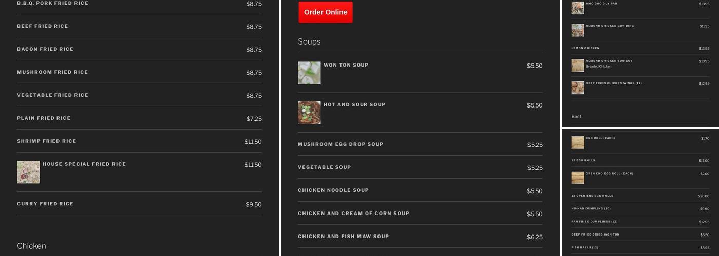 New Town Chinese Food Menu