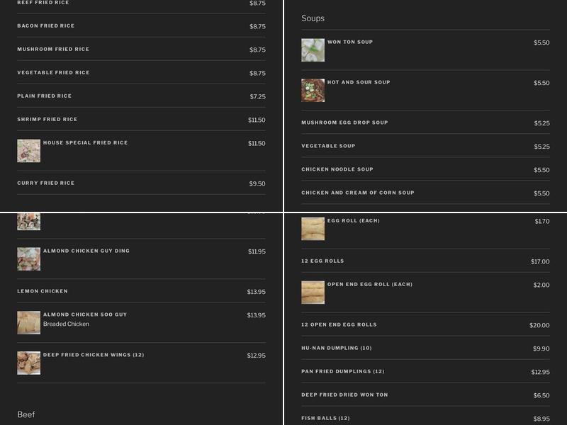 New Town Chinese Food Menu