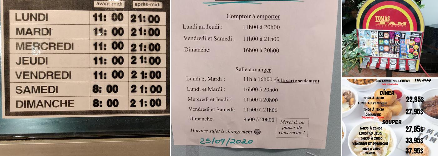 Restaurant Tomas Tam Inc Menu