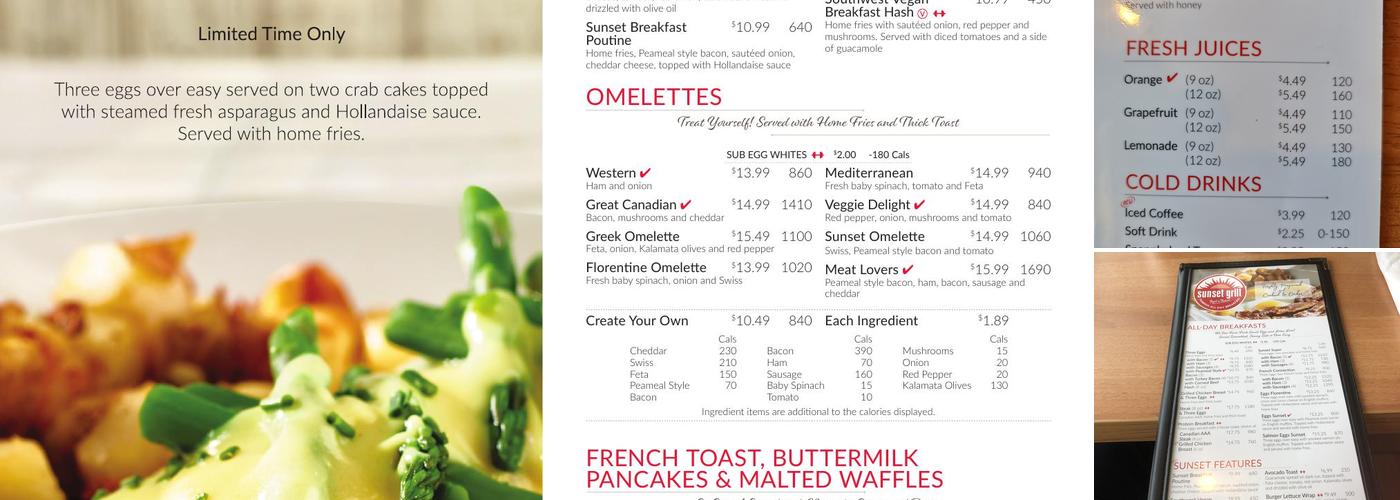 Sunset Grill Menu