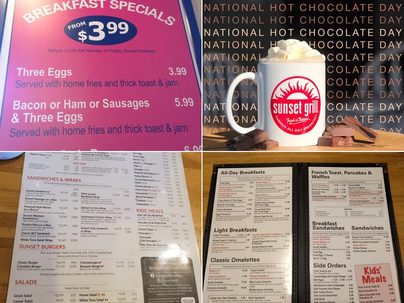 Sunset Grill Menu