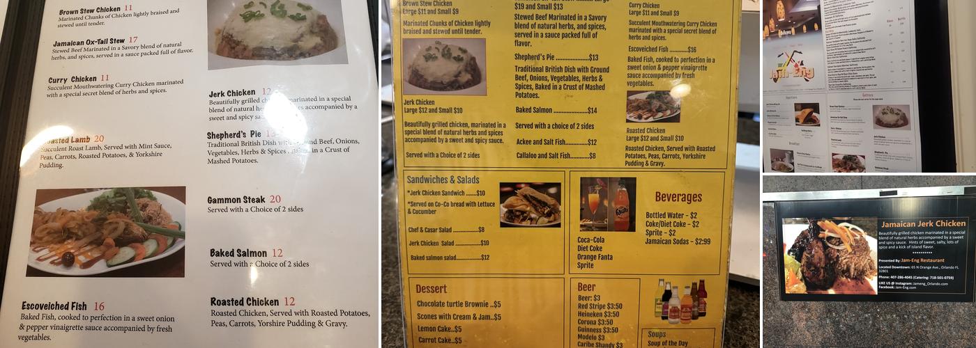 Jam-Eng Caribbean And English Cuisine Menu