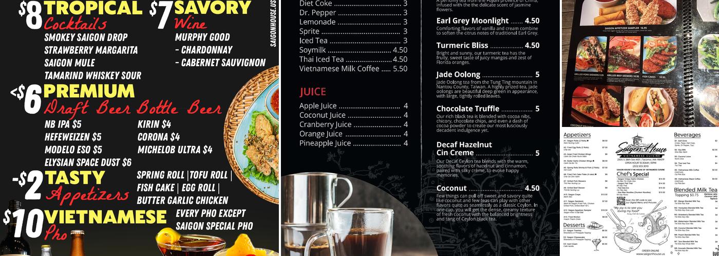 Saigon House Vietnamese Cuisine Menu