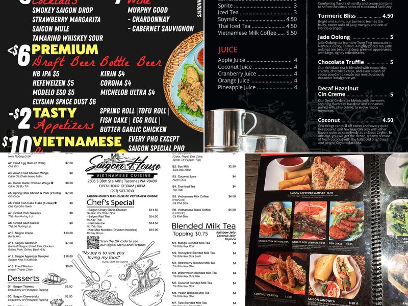 Saigon House Vietnamese Cuisine Menu