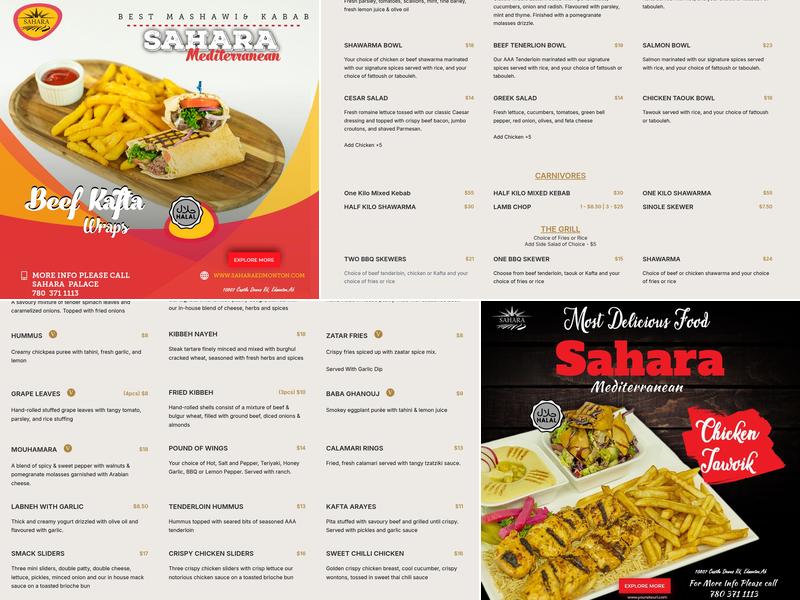 Sahara Mediterranean Restaurant Menu