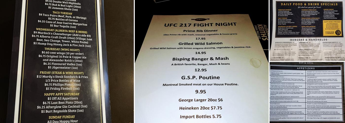 Murdoch's Bar & Grill Menu