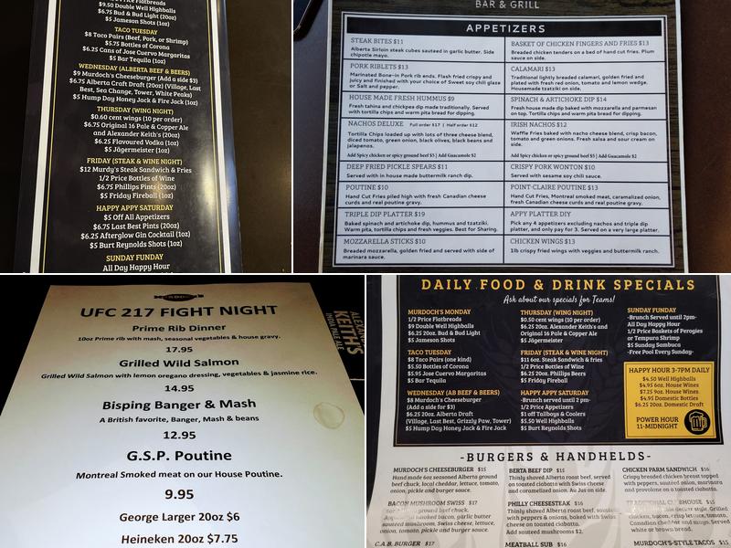 Murdoch's Bar & Grill Menu