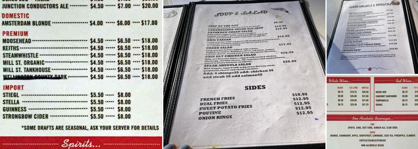 Axis Cafe Menu