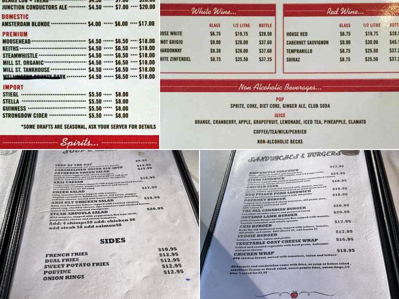 Axis Cafe Menu