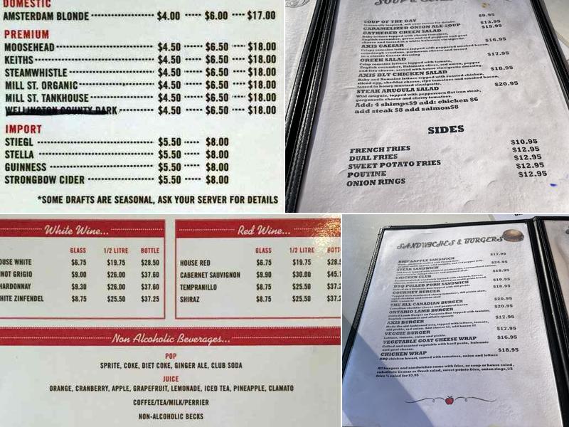 Axis Cafe Menu