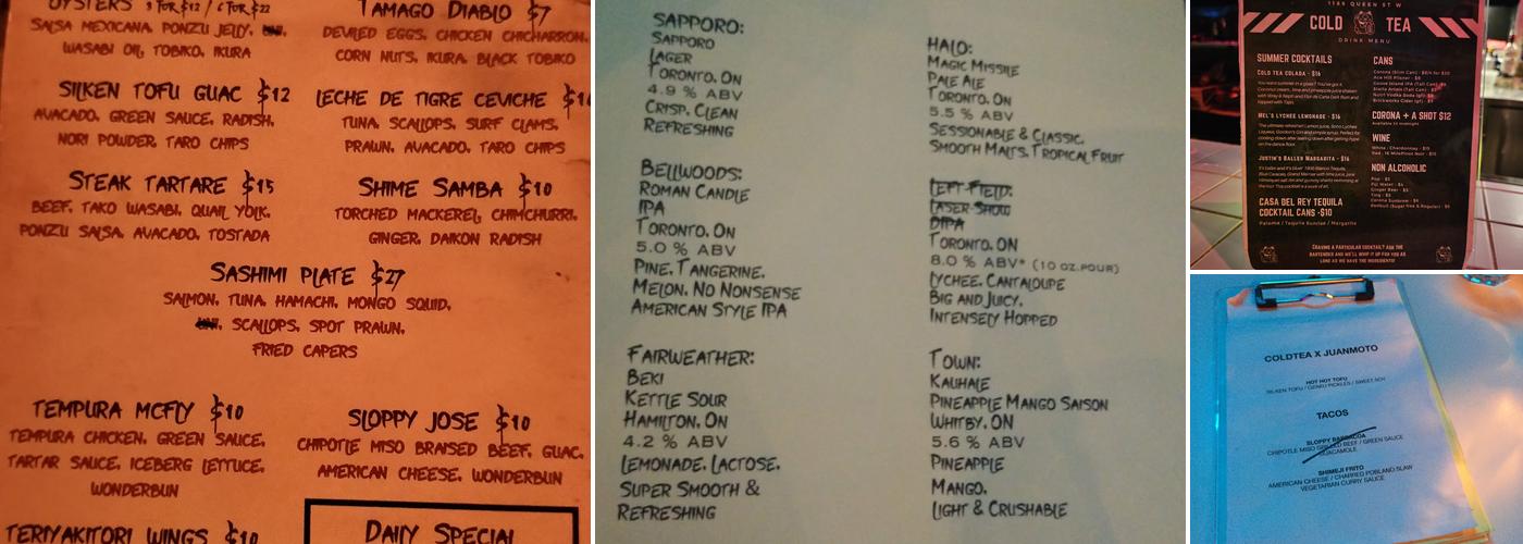 Cold Tea Menu
