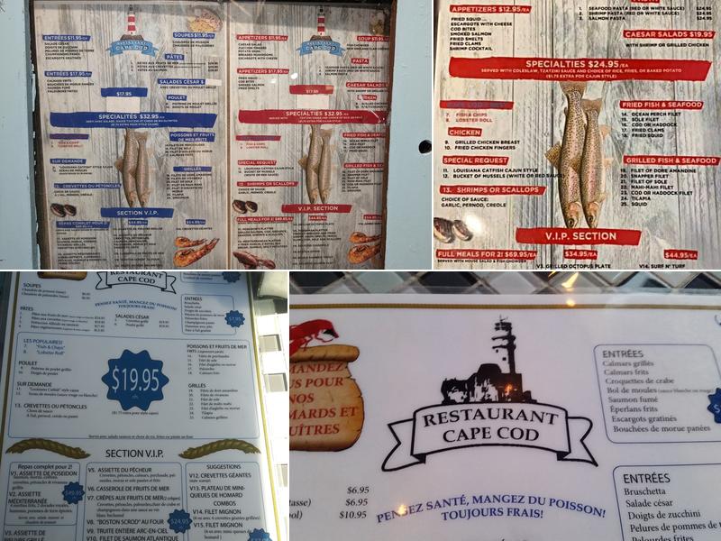 Restaurant Cape Cod Menu