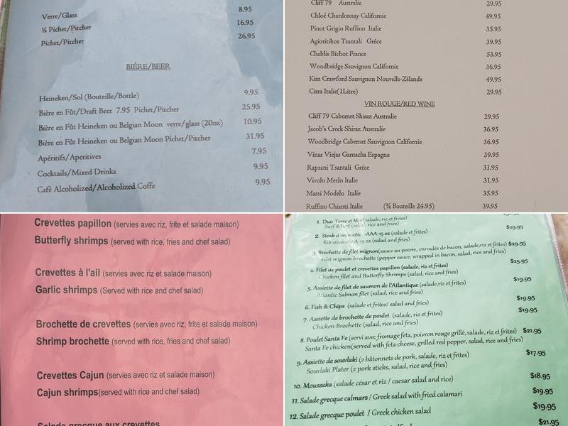 Bellevue Resto-Grill Menu