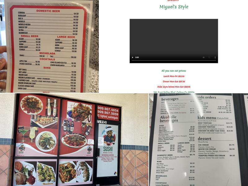 Sushi Miguels Style Highland Menu
