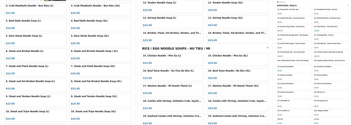 Pho Seven Menu