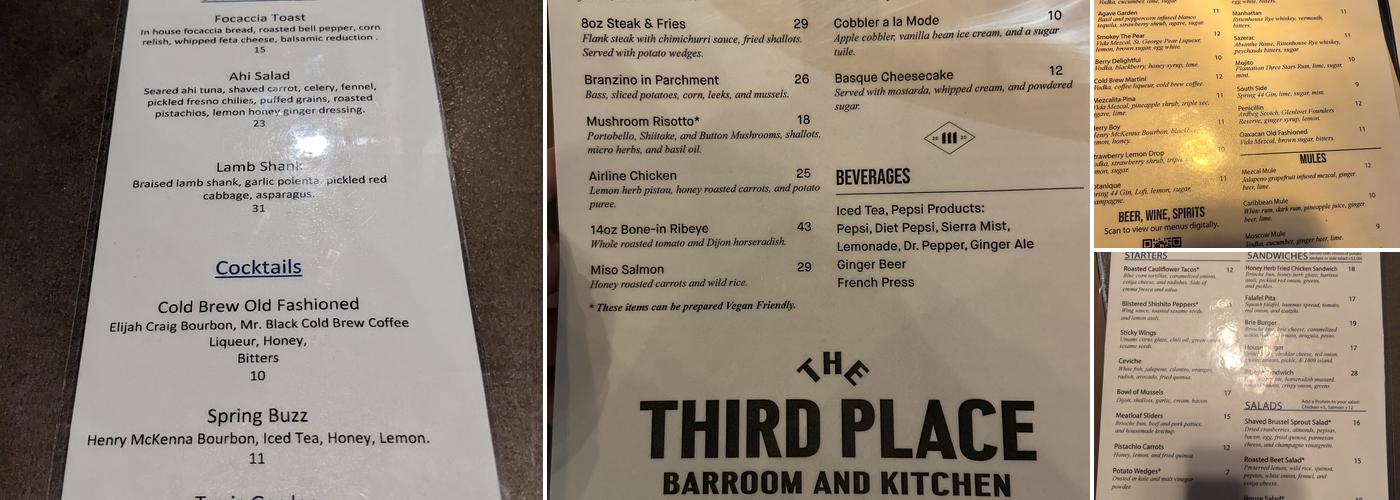 The Third Place Menu