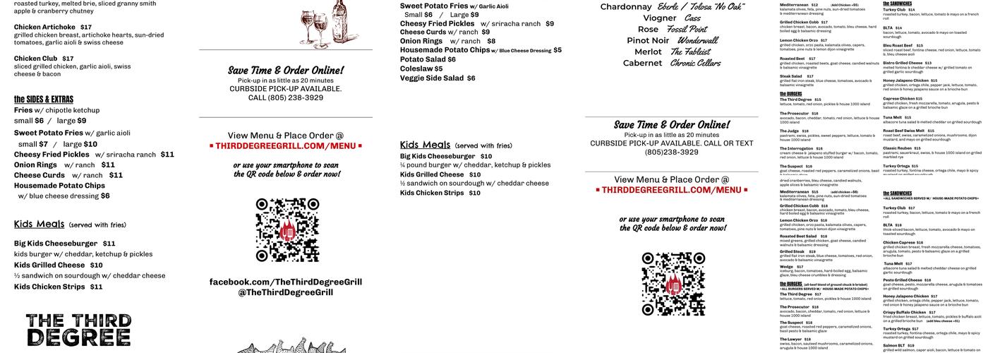 The Third Degree Menu