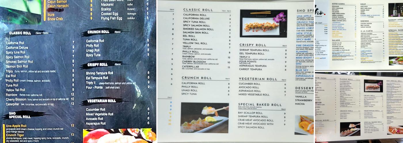 Sho Sushi & Izakaya Menu