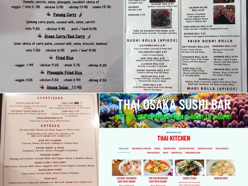 Thai & Osaka Sushi Bar Menu