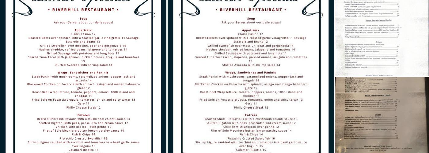River Hill Resturant Menu