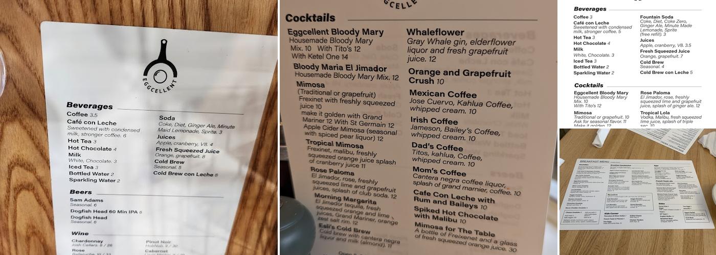 Eggcellent Menu