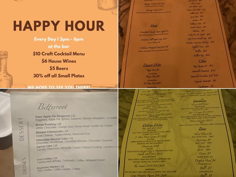Bitterroot Menu