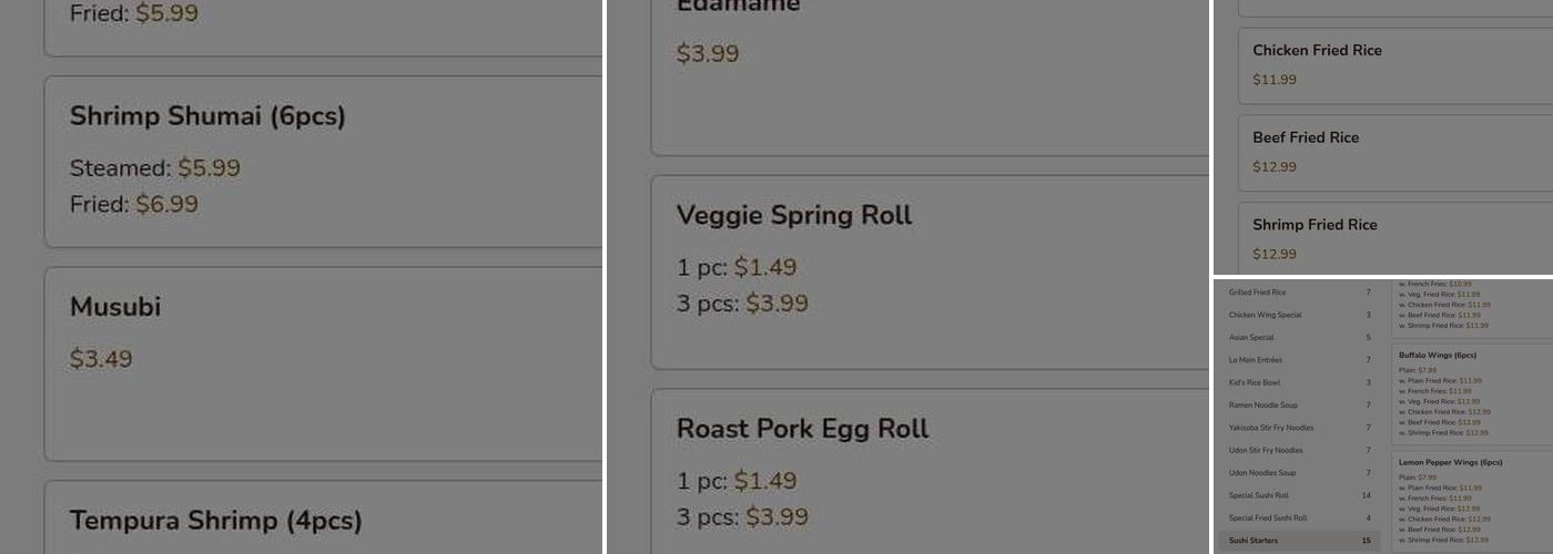 Nagoya Japanese Steak House Menu