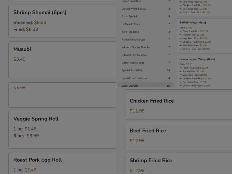 Nagoya Japanese Steak House Menu