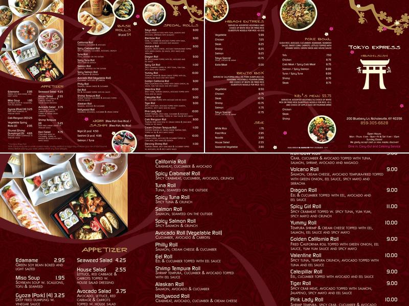 Tokyo Express Hibachi and Sushi - Nicholasville Menu