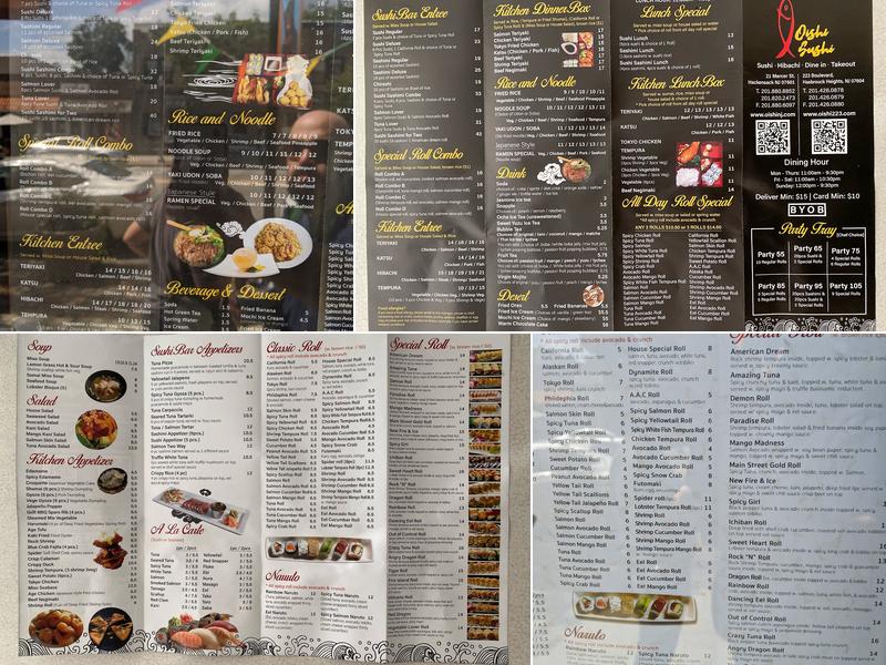 Oishi Sushi 223 boulevard Menu