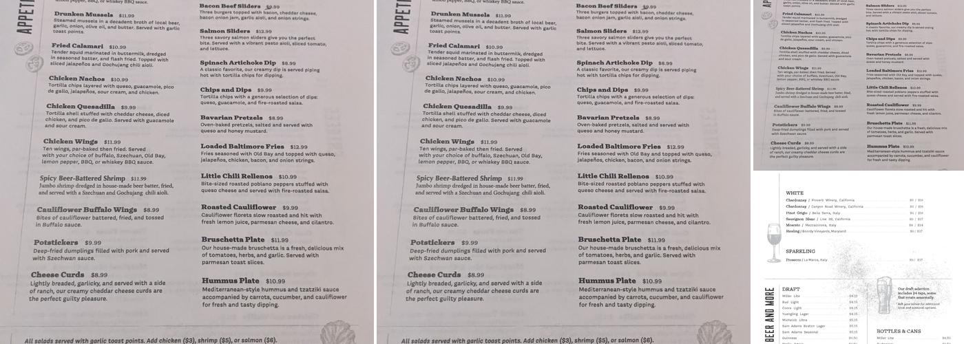 Distilled Menu