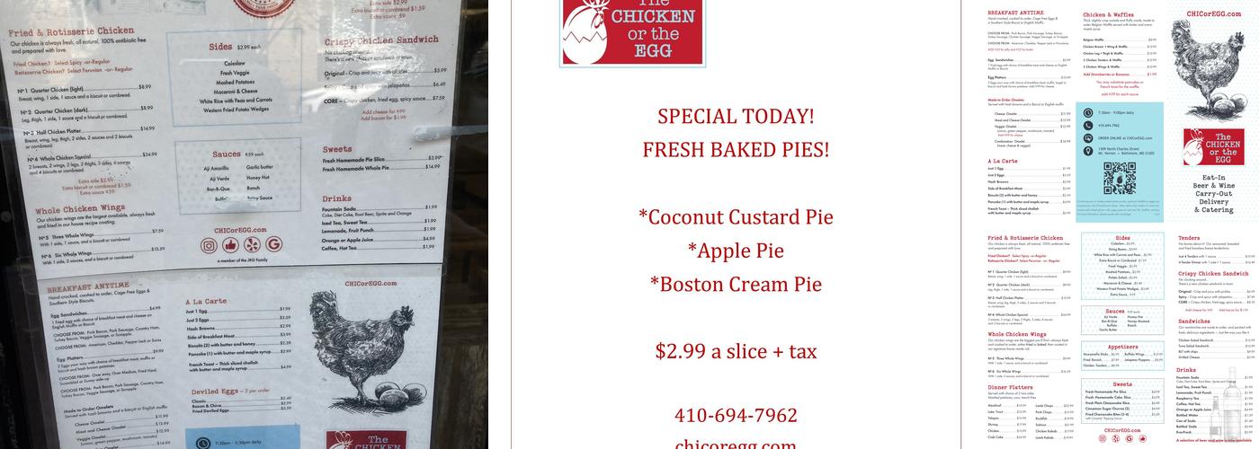 The CHICKEN or the EGG Menu