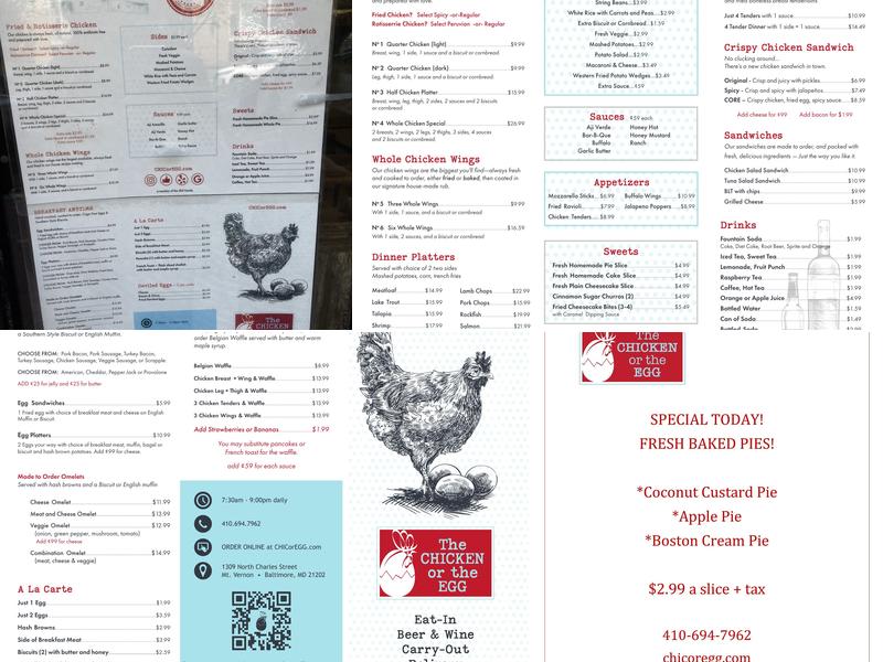 The CHICKEN or the EGG Menu