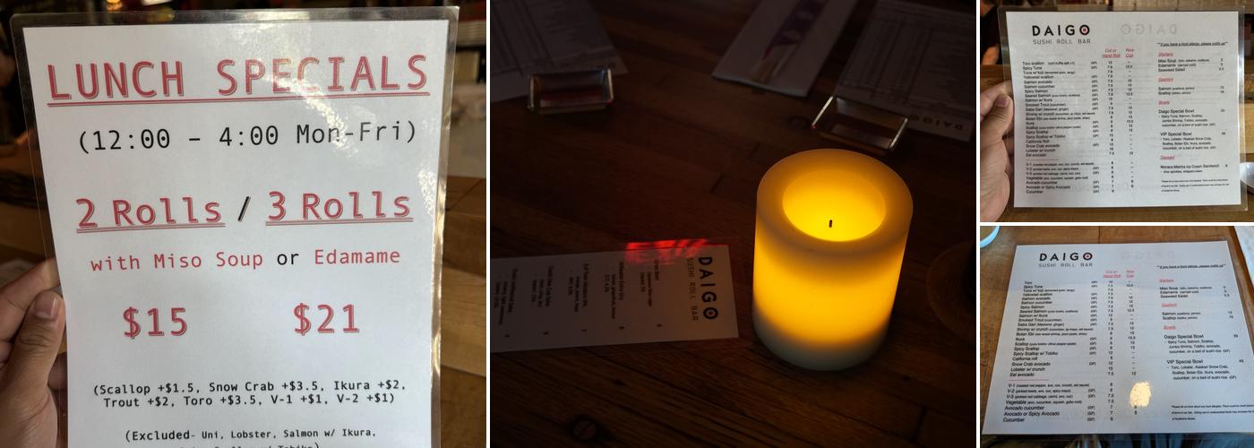 Daigo Sushi Roll Bar Menu