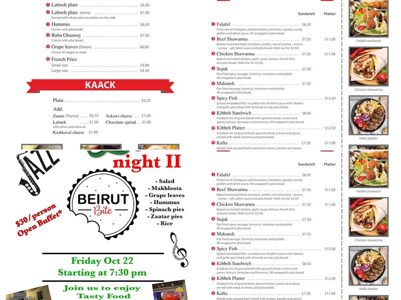 Beirut Bite Menu