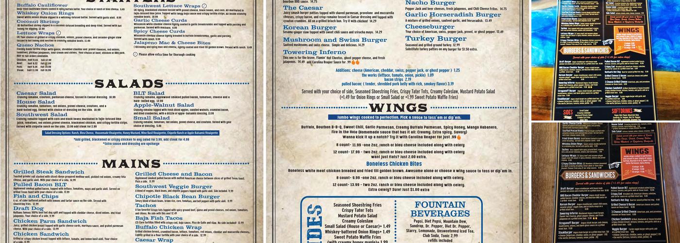 1869 Draft Room Menu