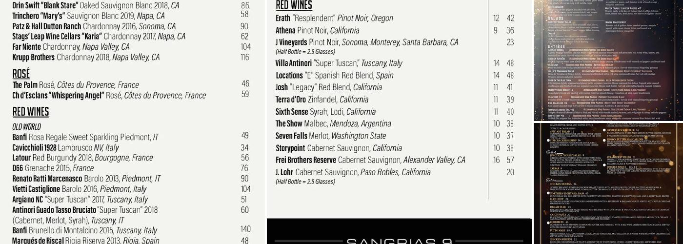 Brett Hull's Junction House Menu