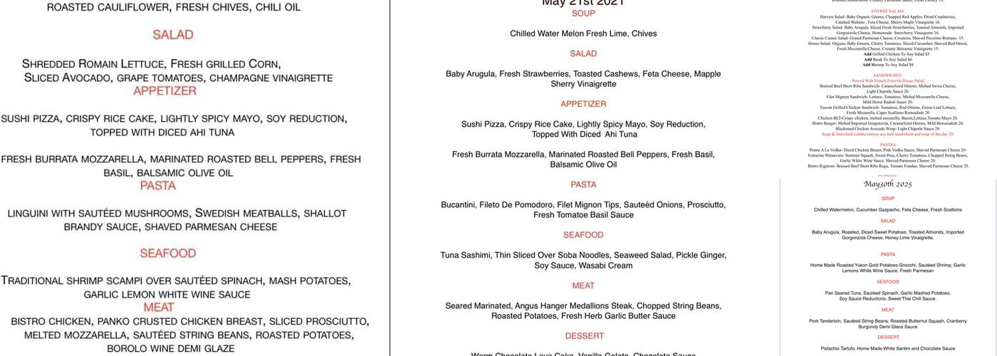 Bistro 46 Menu