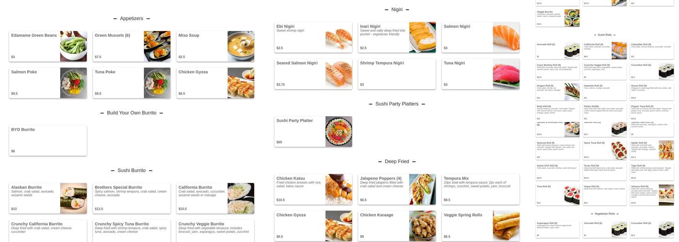 Brothers Sushi Burritos & Rolls Menu