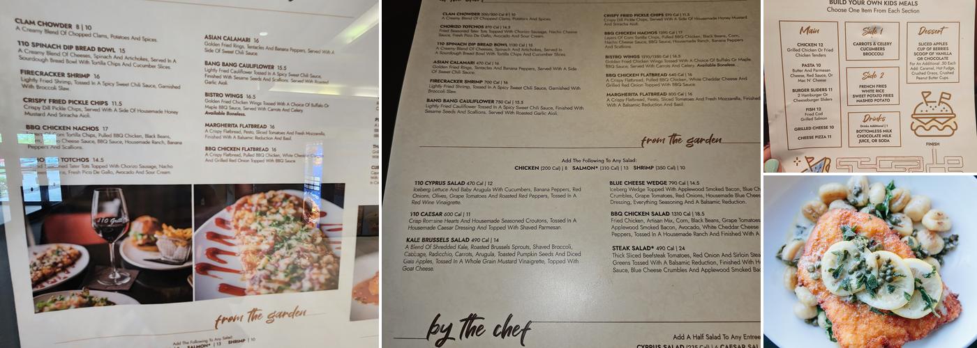 110 Grill Poughkeepsie Menu