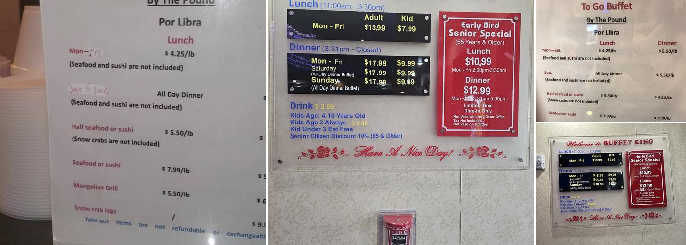 Buffet King Menu